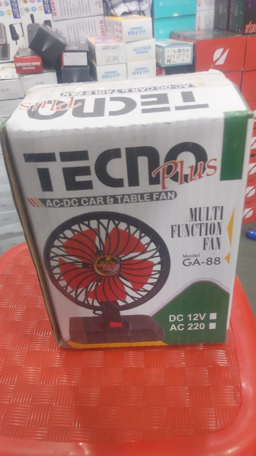 TECNO Plus GA-88 Portable AC/DC Table Fan – 12V Car & 220V Home Fan